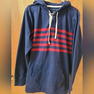 American Eagle Outfitters Men's Blue and Red Hoodie